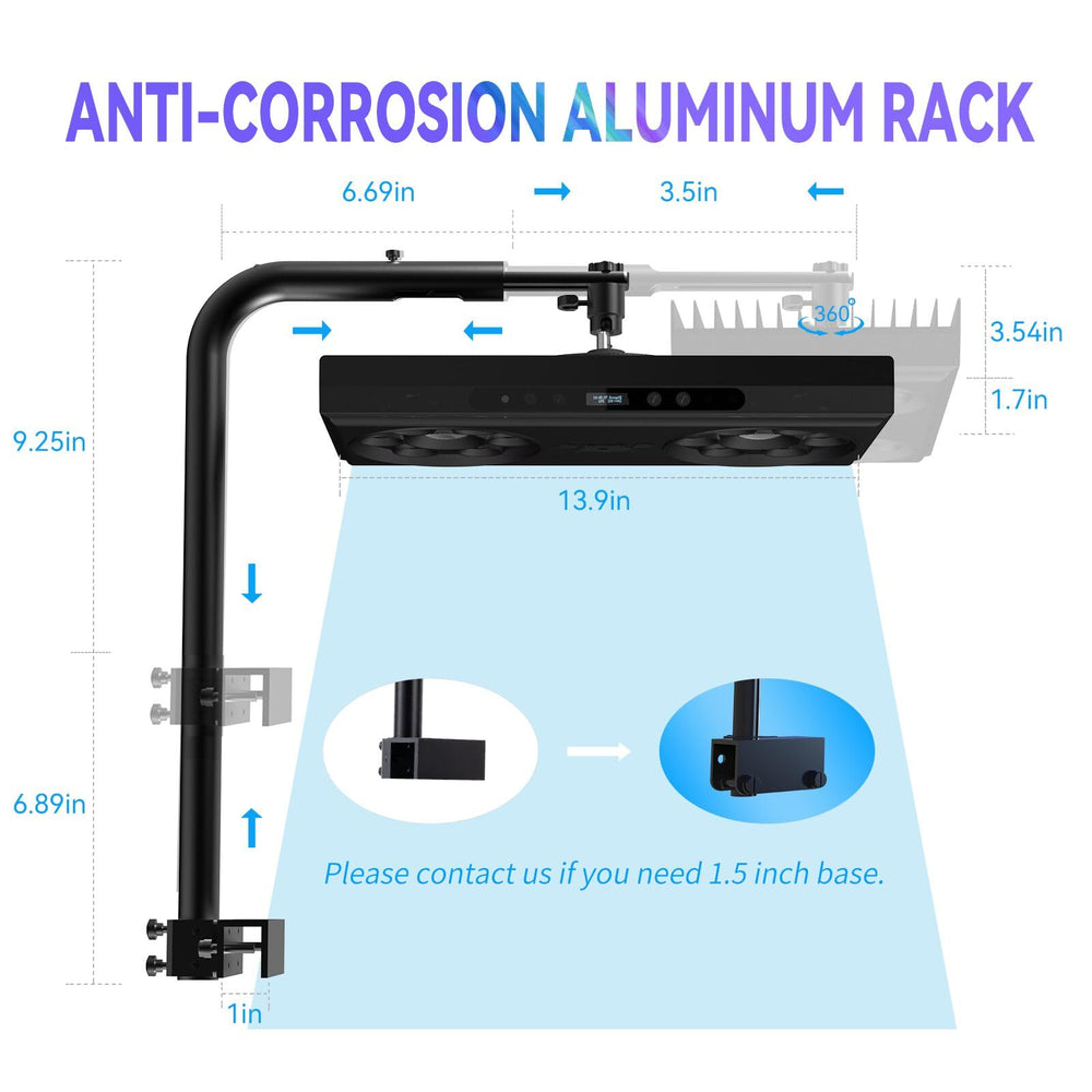 SMATFARM 140W reef light over glass tank with quiet operation.