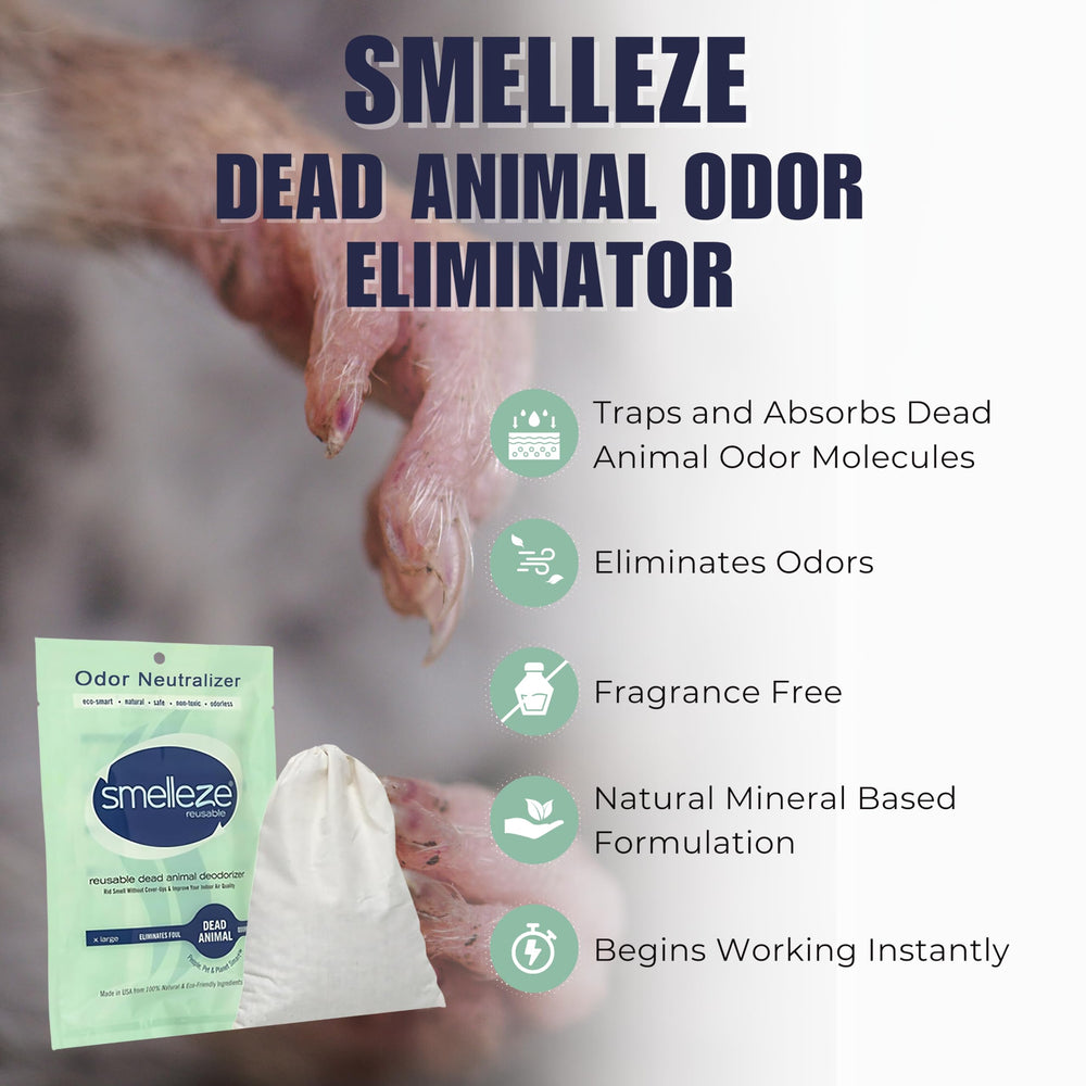 SMELLEZE pouch in duct illustrates discreet odor control for hard-to-ventilate spaces.
