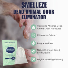 SMELLEZE pouch in duct illustrates discreet odor control for hard-to-ventilate spaces.
