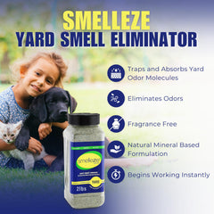Smelleze yard deodorizer used on patio to keep pet areas fresh.