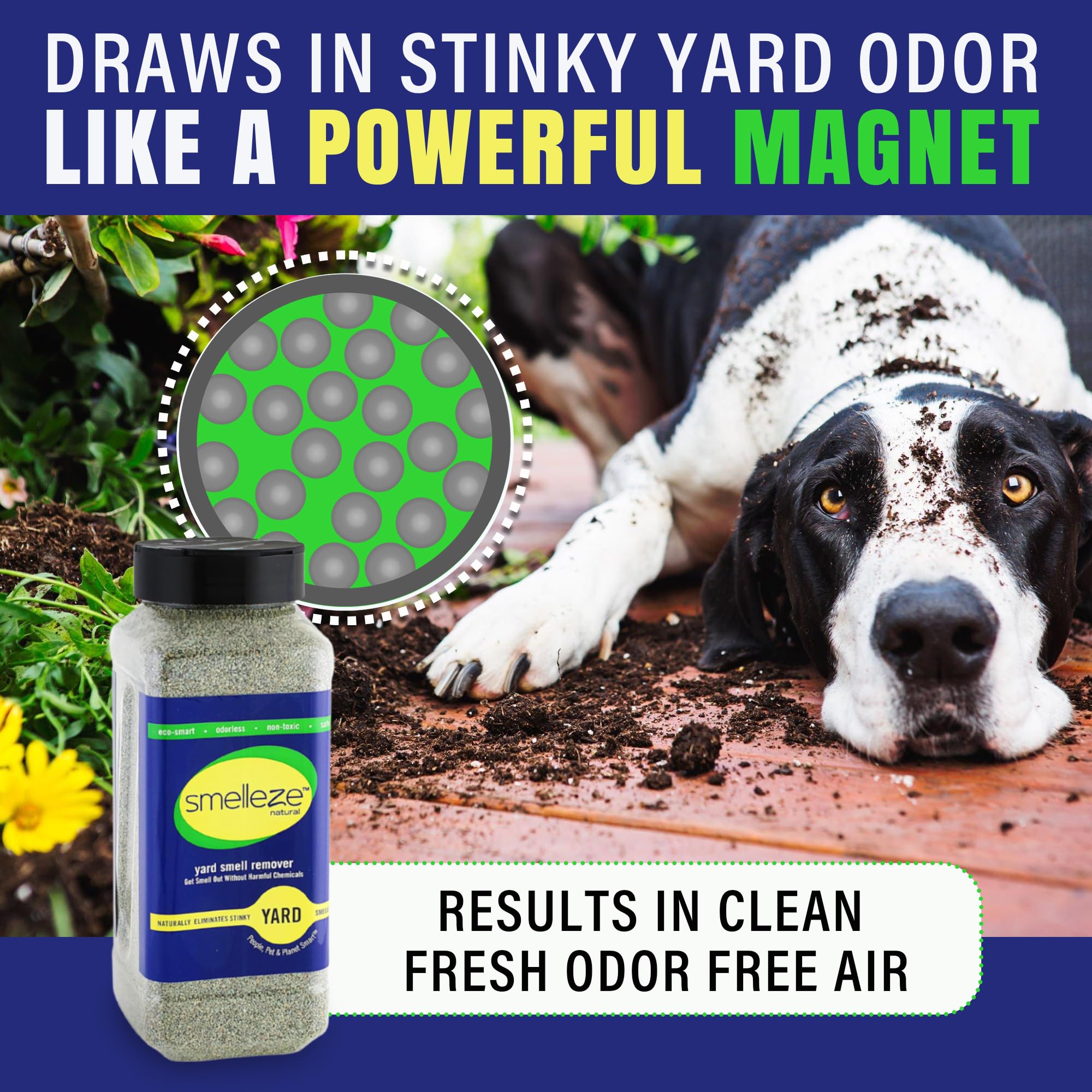 Smelleze remains effective after rain for continuous yard odor relief.