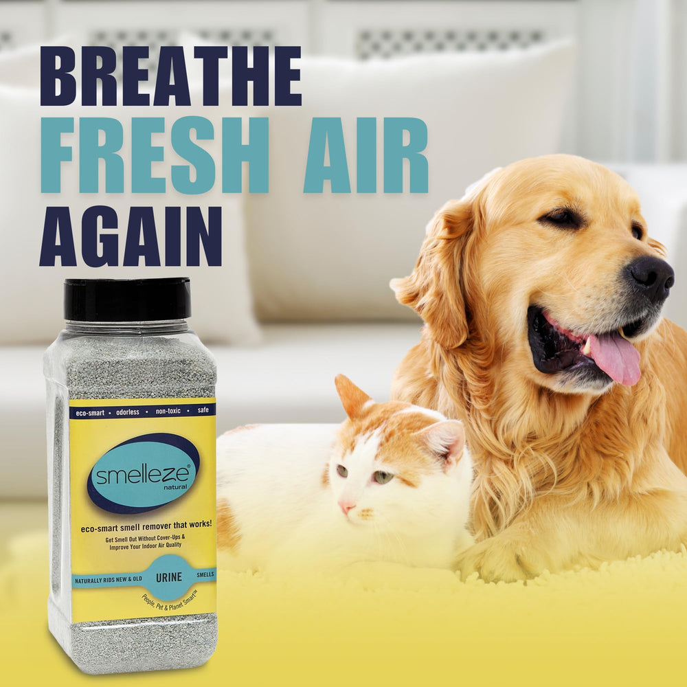 SMELLEZE granules outdoors demonstrating 24/7 odor absorption for outdoor spills