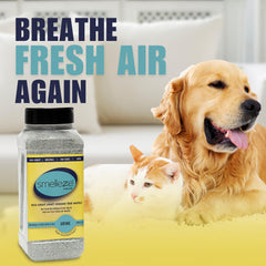 SMELLEZE granules outdoors demonstrating 24/7 odor absorption for outdoor spills