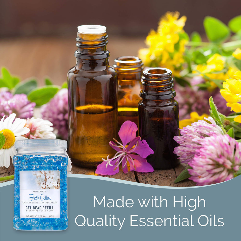 Bathroom odor elimination with SMELLS BEGONE gel beads.