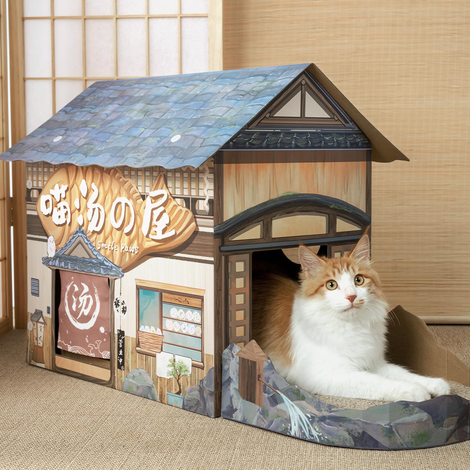 SMILE PAWS cat relaxing spot invites peaceful naps and safe play in one unit.