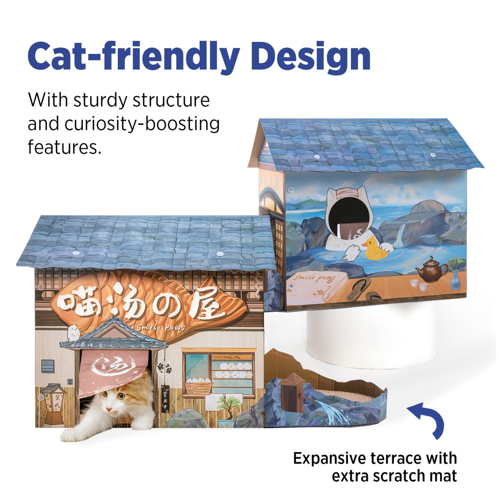 SMILE PAWS easy-assemble flat-pack demonstrates quick setup for a cozy feline space.