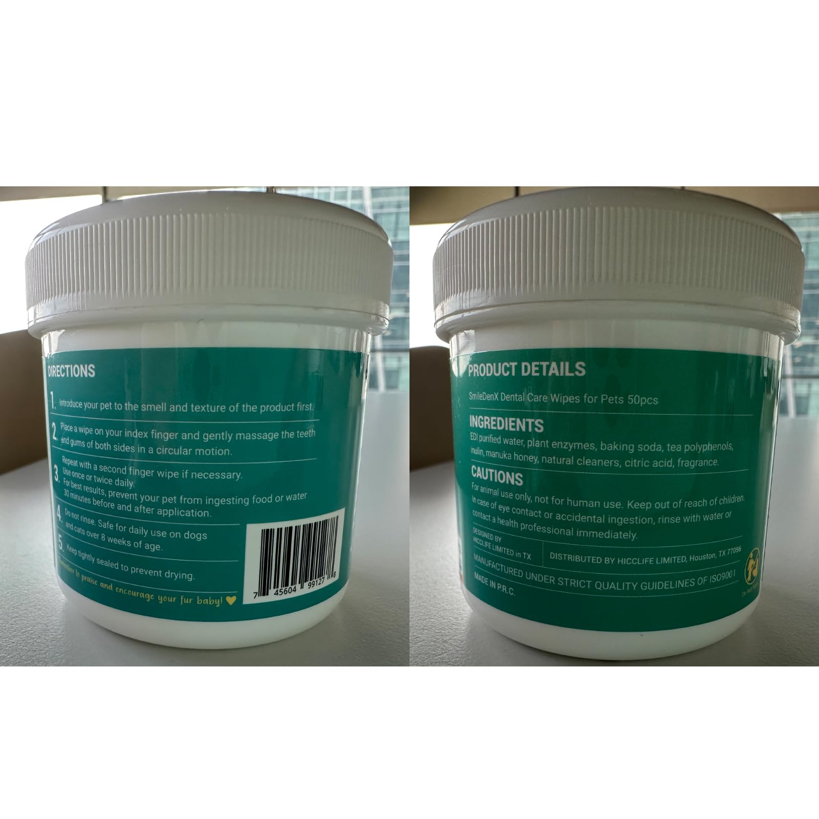 SmileDenX cat and dog wipes in usage close-up for unscented, pet-friendly care.