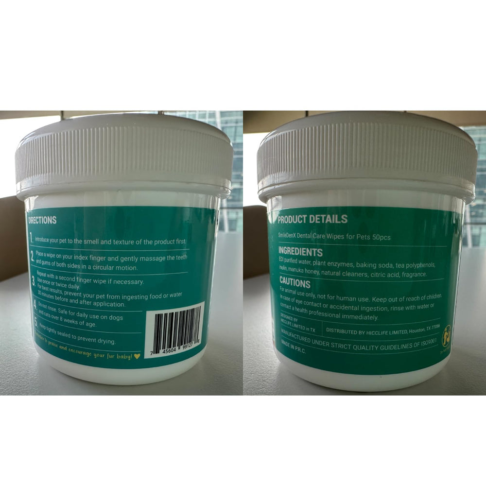 SmileDenX cat and dog wipes in usage close-up for unscented, pet-friendly care.