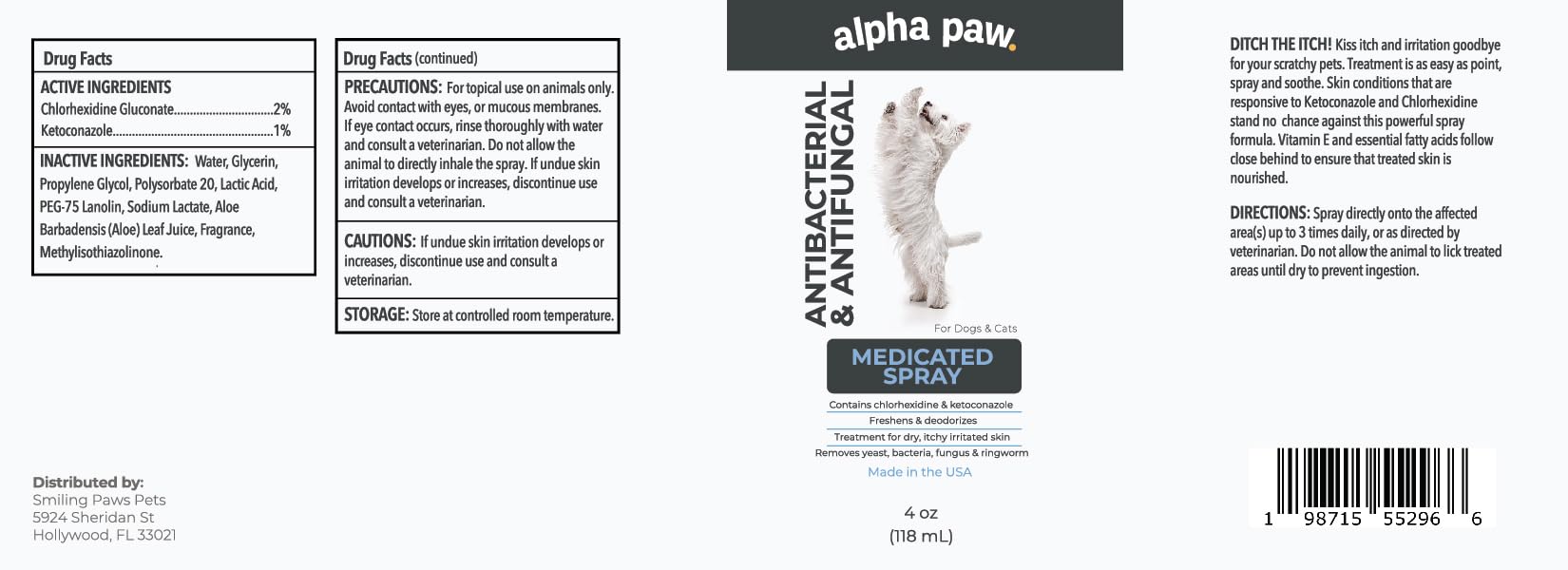 Smiling Paws Pets Advanced Spray 4oz is a portable home-care solution.