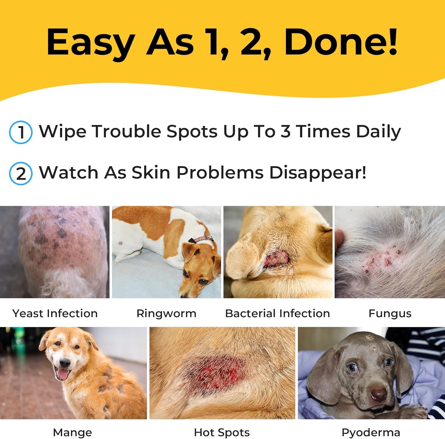 Smiling Paws Pets wipes closeup ingredients highlight medicated formula supporting infection management