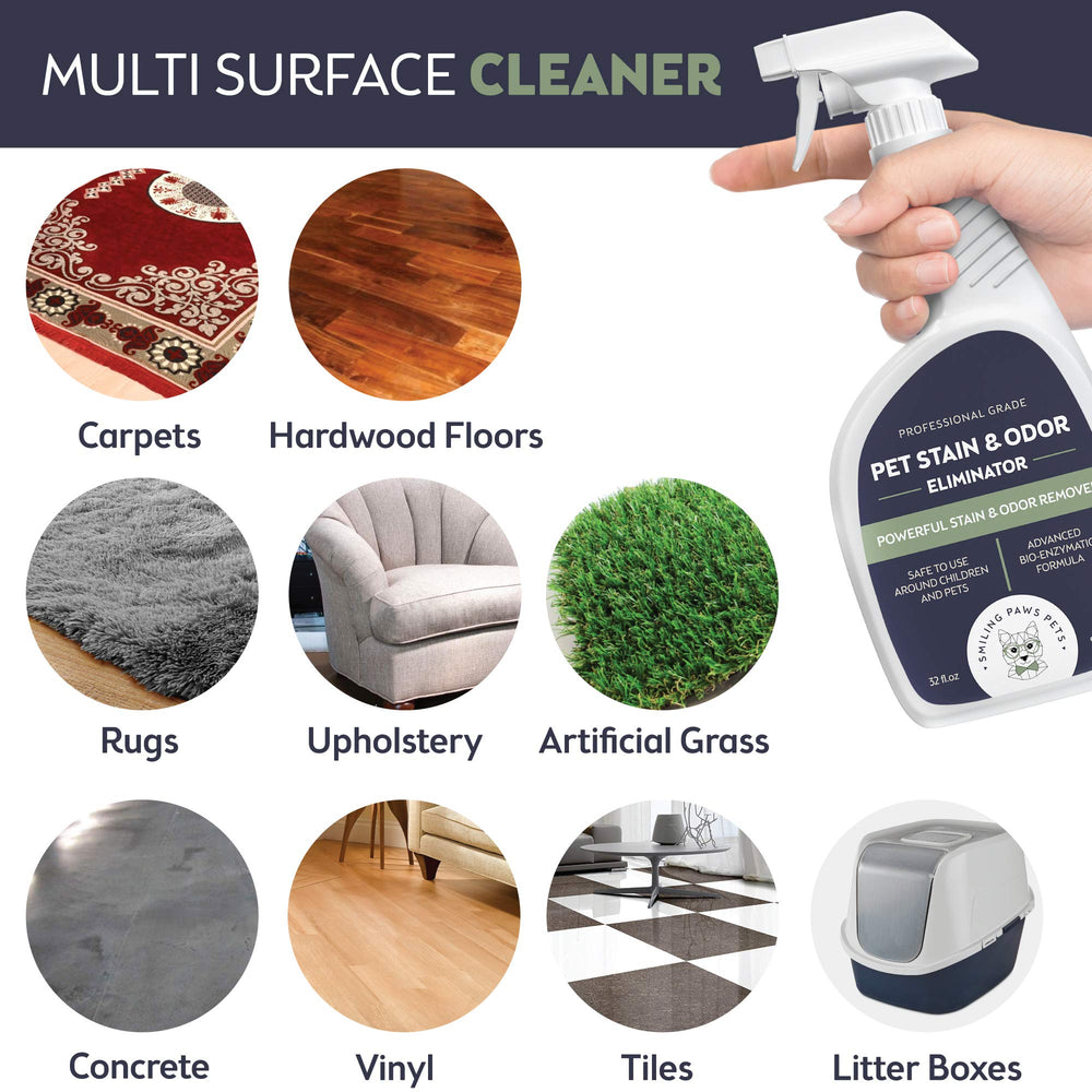 Smiling Paws Pets carpet urine stain remover freshens carpet fibers