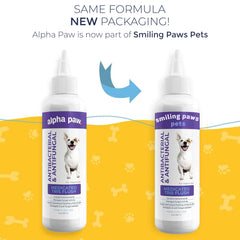 Smiling Paws Pets ear cleaner dog application demonstrates quick, at-home ear cleaning