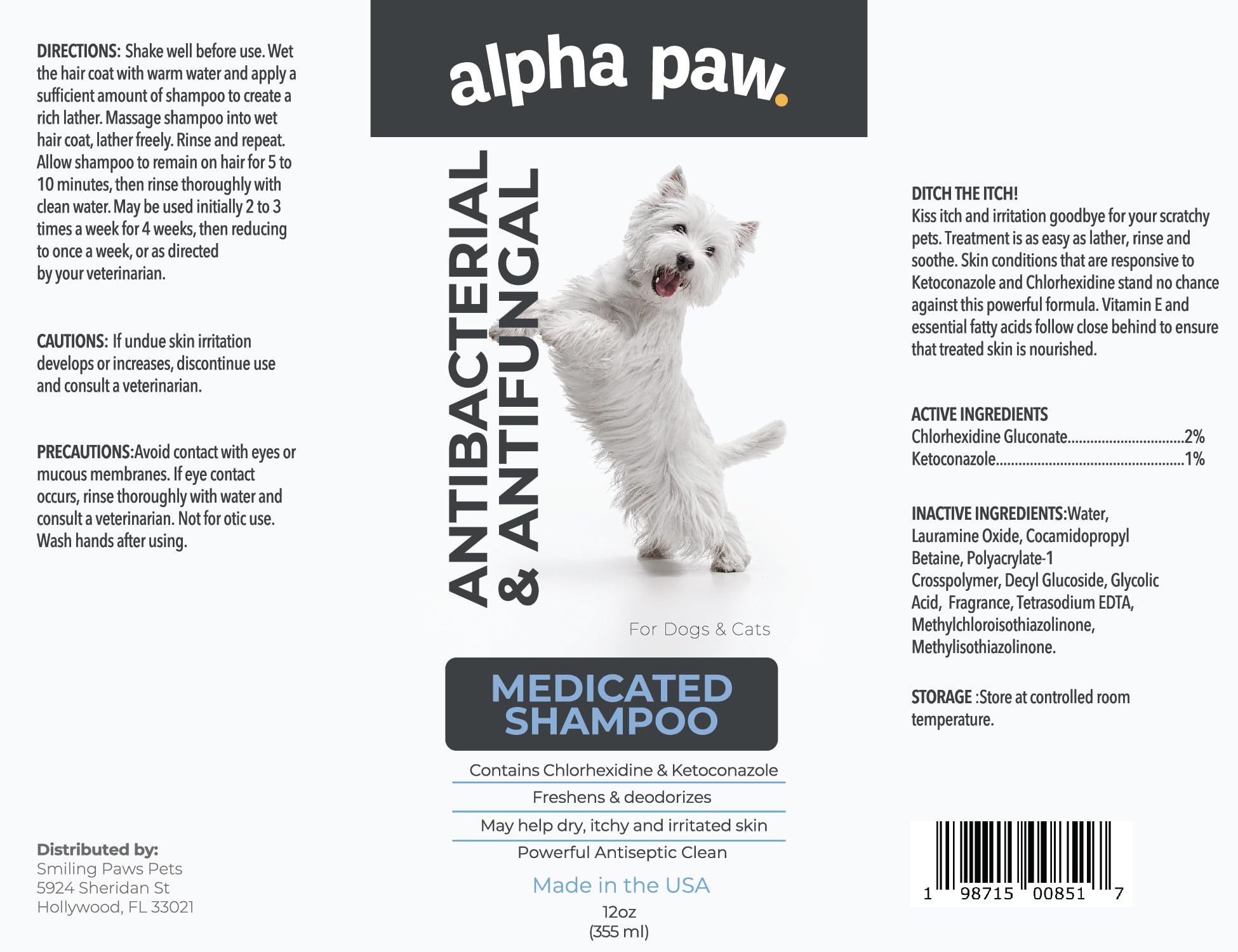 Smiling Paws Pets medicated grooming kit brush ready to soothe irritated skin.