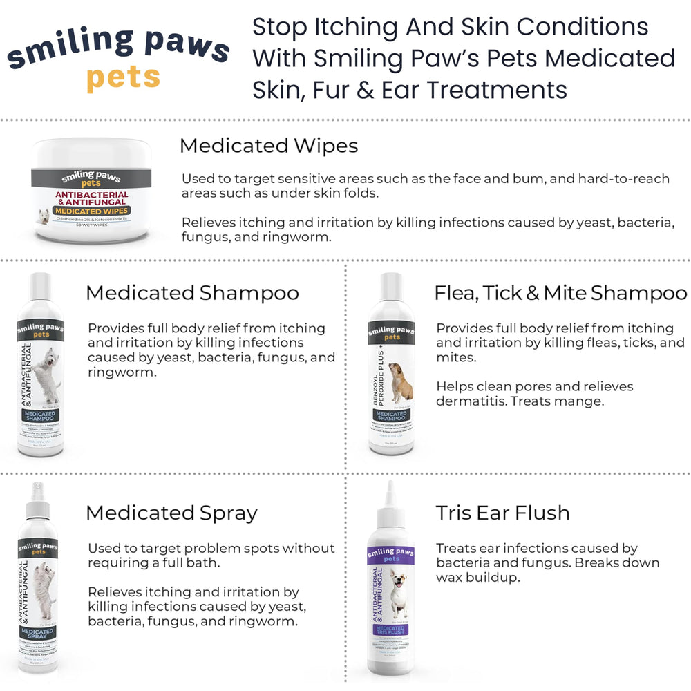 Smiling Paws Pets wipe on cat face for yeast and bacteria hygiene.
