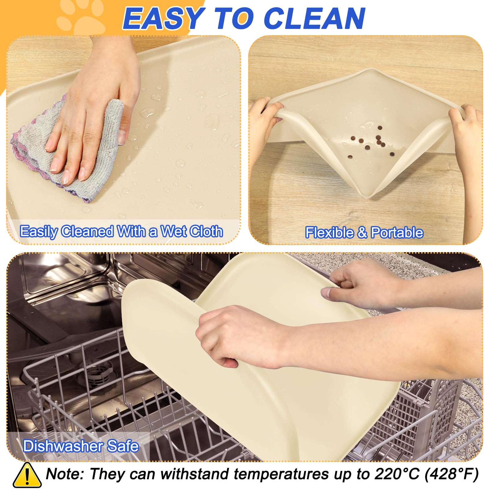 SMILOOL 22x14 mat fits larger bowls for bigger dogs.