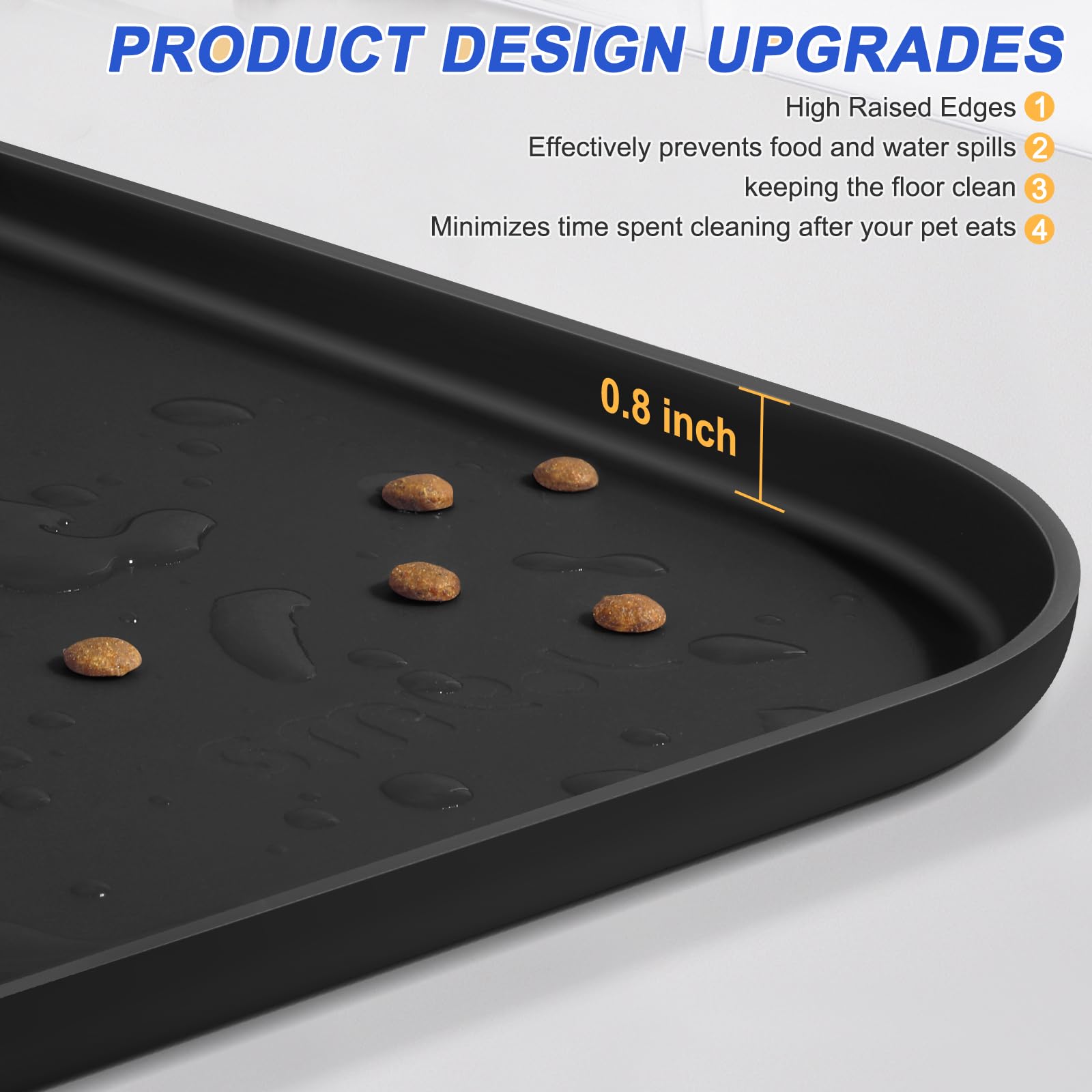 SMILOOL 22x14x0.8 inch mat fits most medium to large pet bowls.