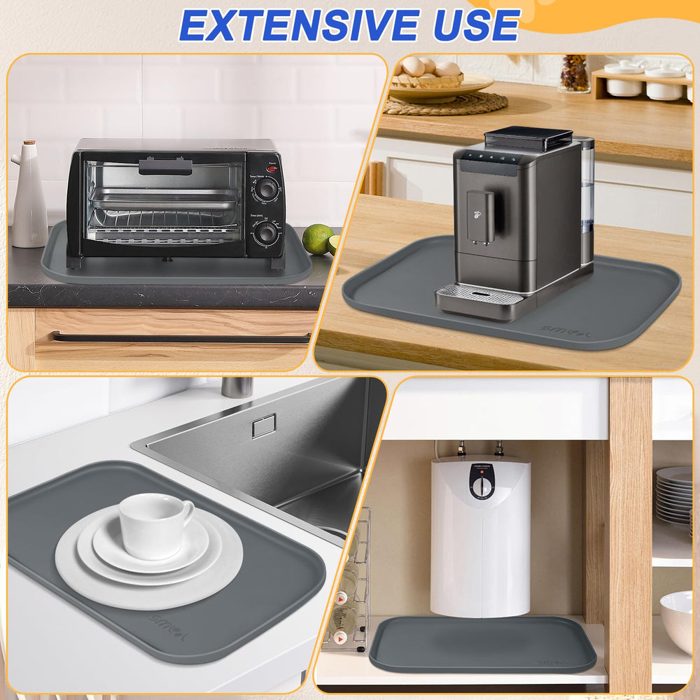 SMILOOL dark-grey feeding mat blends with decor while containing spills