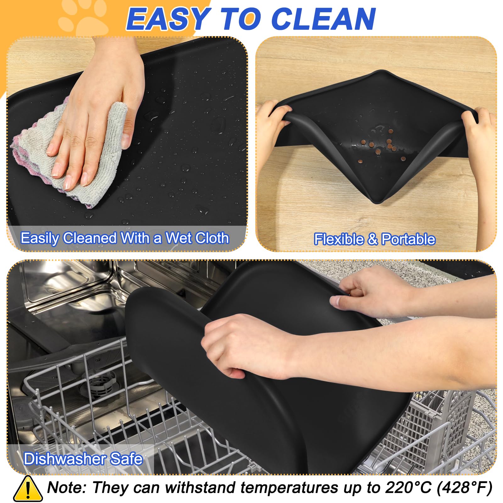 SMILOOL dishwasher-safe silicone surface for quick cleanup after meals.