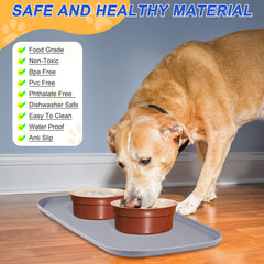 SMILOOL non-slip mat keeps dog or cat bowls in place during meals.