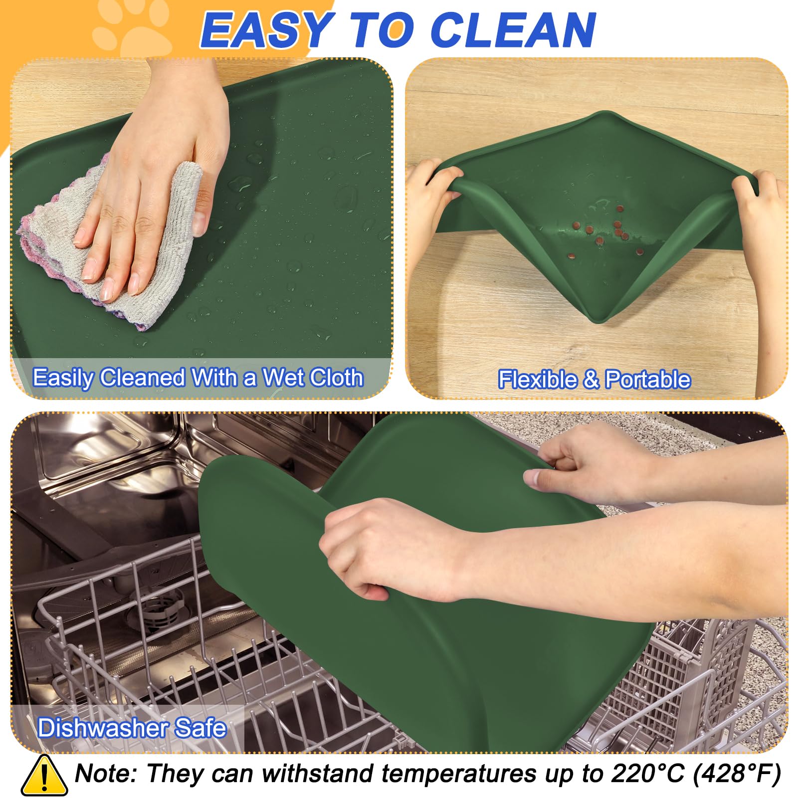 SMILOOL raised-edge 3mm helps keep kibble and water contained