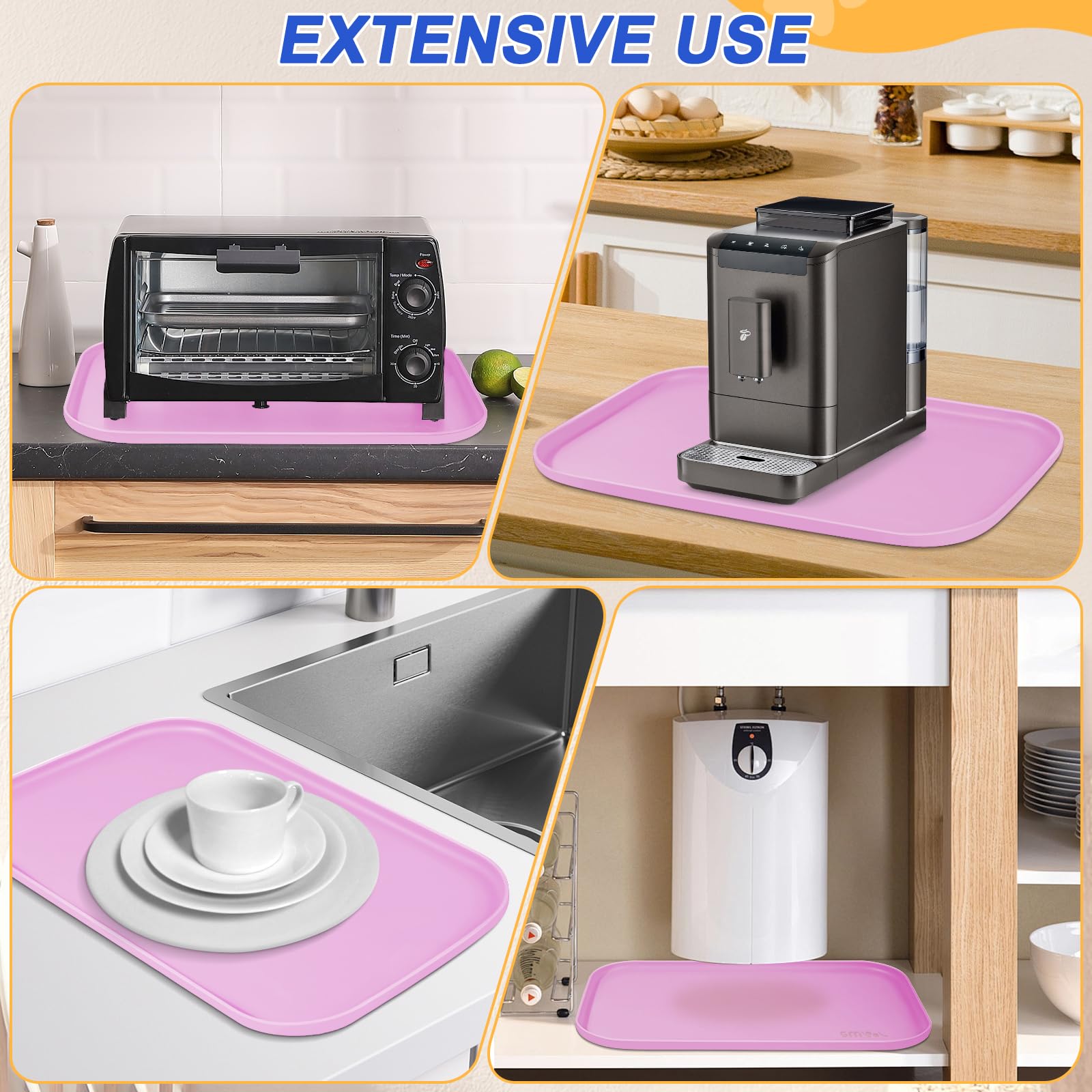 SMILOOL closeup textured silicone mat pink emphasizing easy wipe-clean surface.