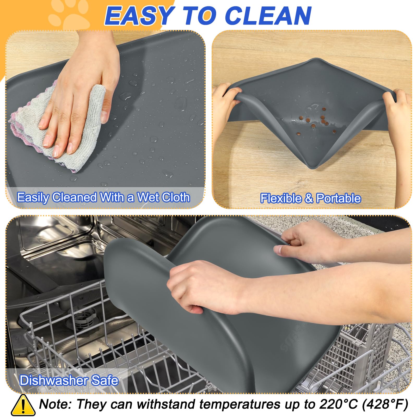 SMILOOL non-slip mat keeps bowls in place during meals for tidy feeding.