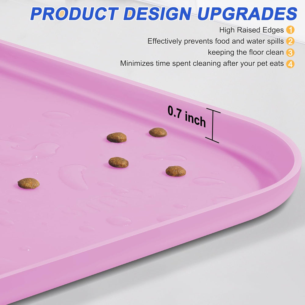 SMILOOL silicone mat under dog bowl pink highlighting non-slip stability.