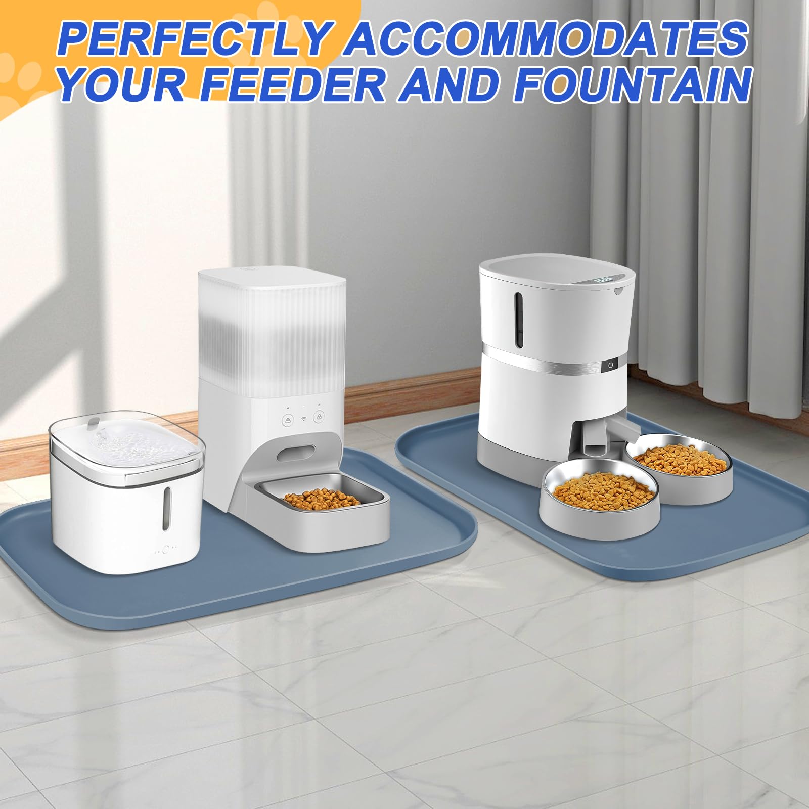 SMILOOL silicone pet feeding mat slate blue protects floors and simplifies daily cleanups.