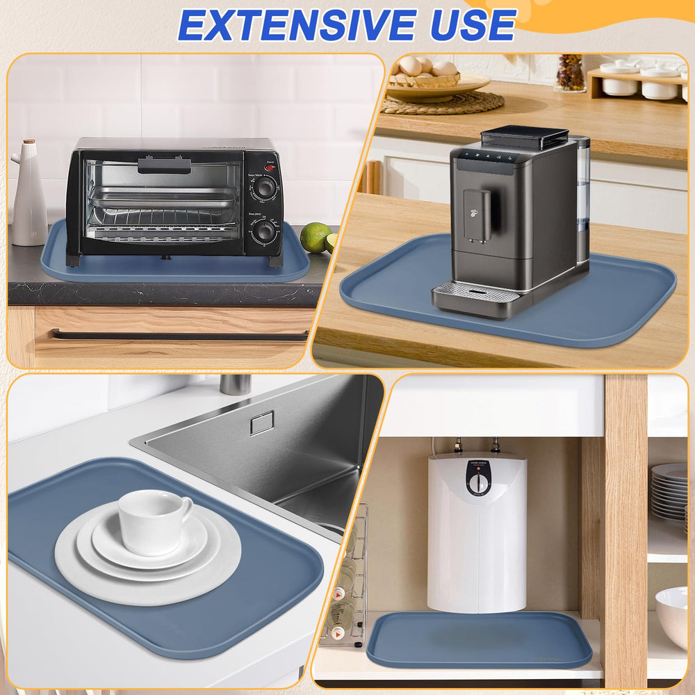 SMILOOL silicone pet feeding mat slate blue versatile tray for crates, entryways, and plants.