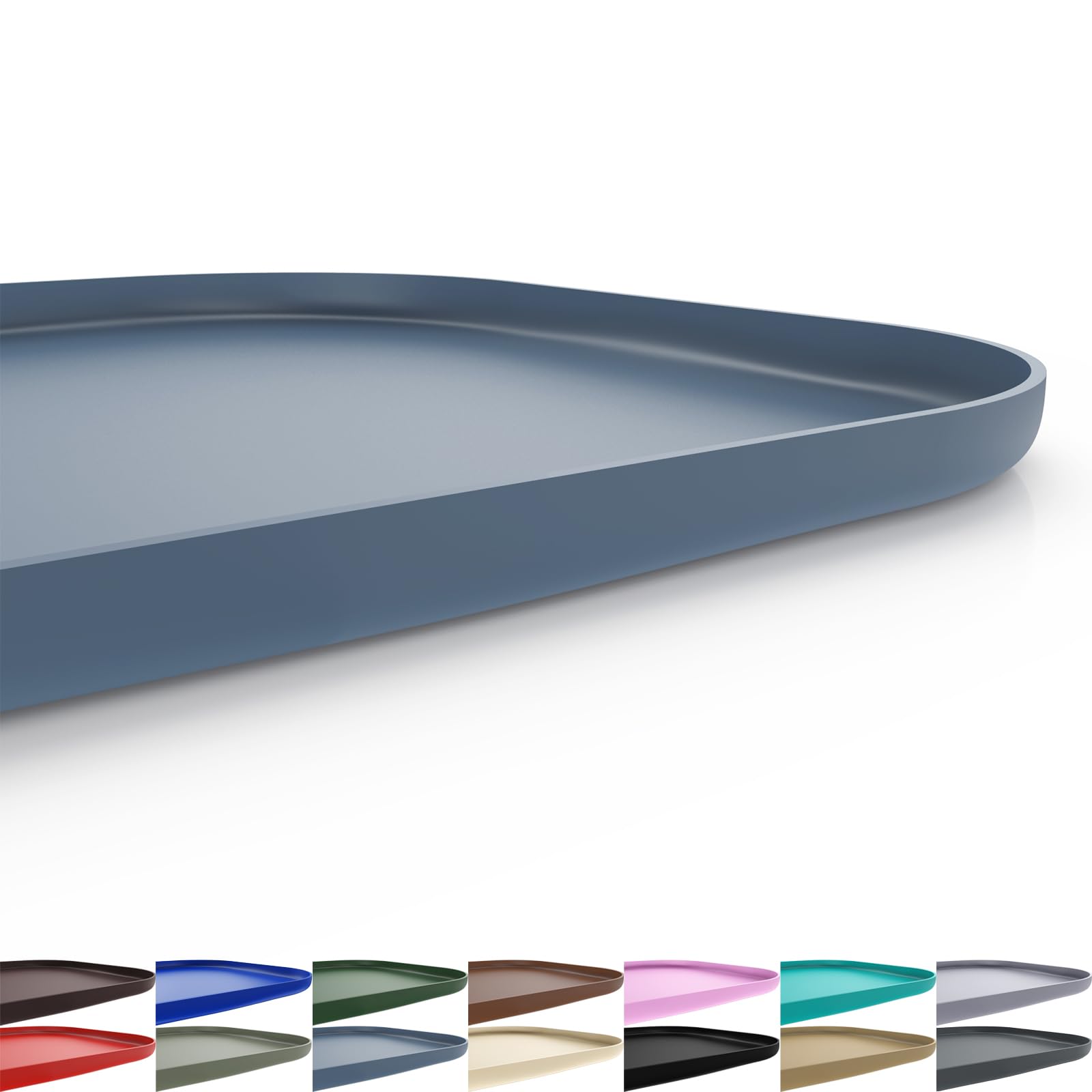 SMILOOL silicone pet feeding mat slate blue top view keeps bowls organized and mess-contained.