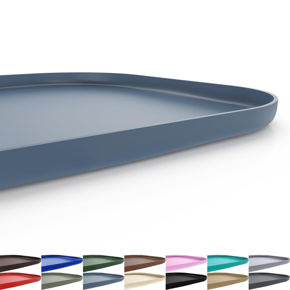 SMILOOL silicone pet feeding mat slate blue top view keeps bowls organized and mess-contained.