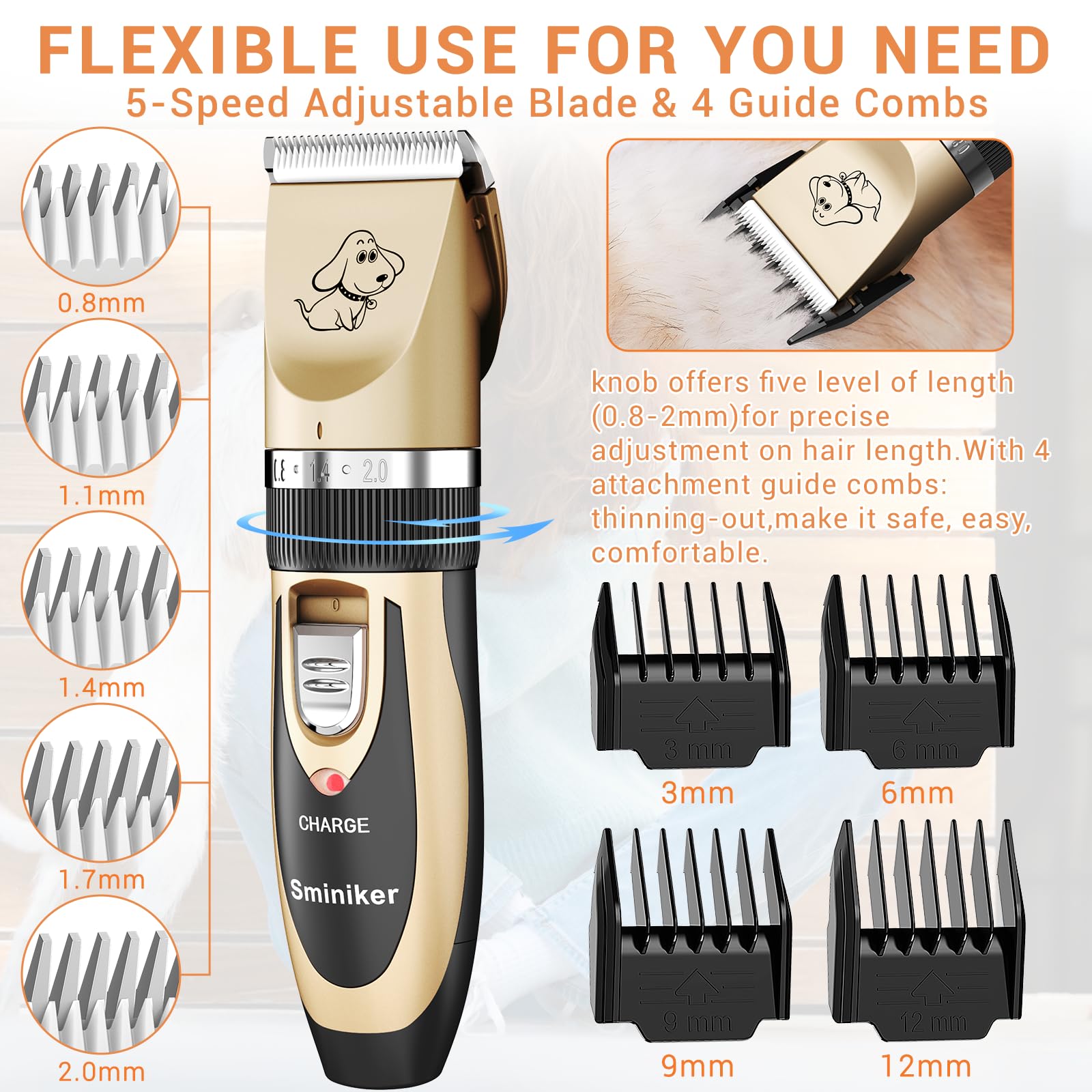 Sminiker Professional cordless design allows flexible grooming without cords