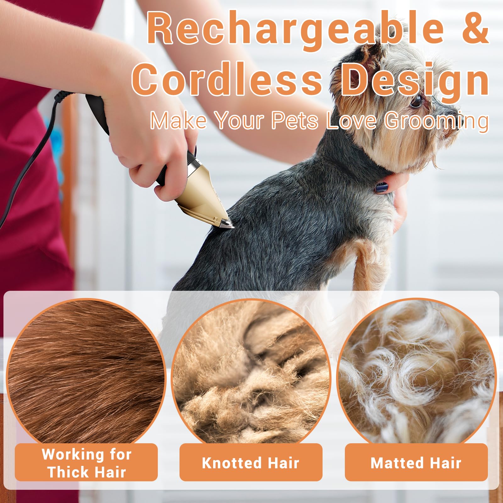 Sminiker Professional in-use grooming clipper showcasing versatile home pet grooming