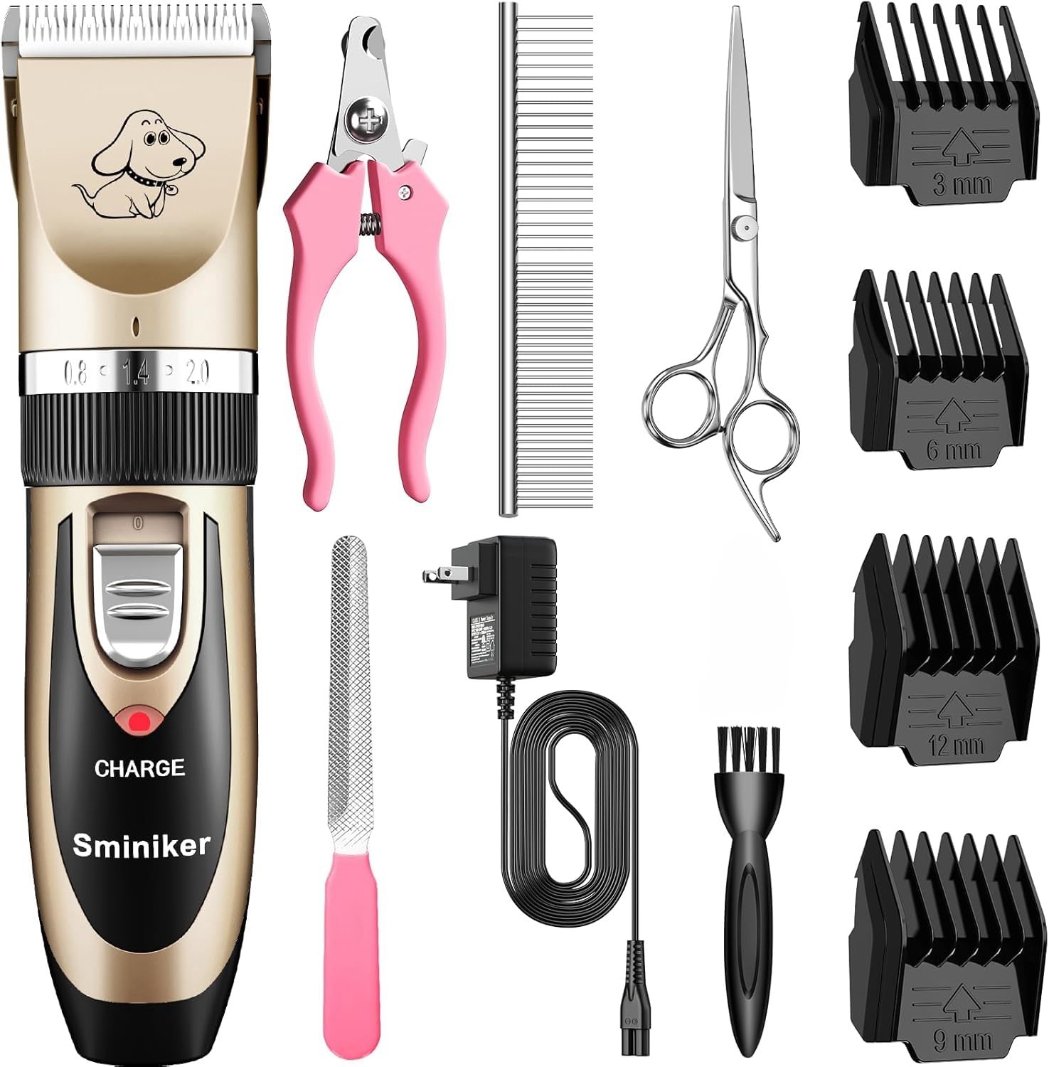 Sminiker Professional cordless grooming clippers with titanium blade for precise pet trimming