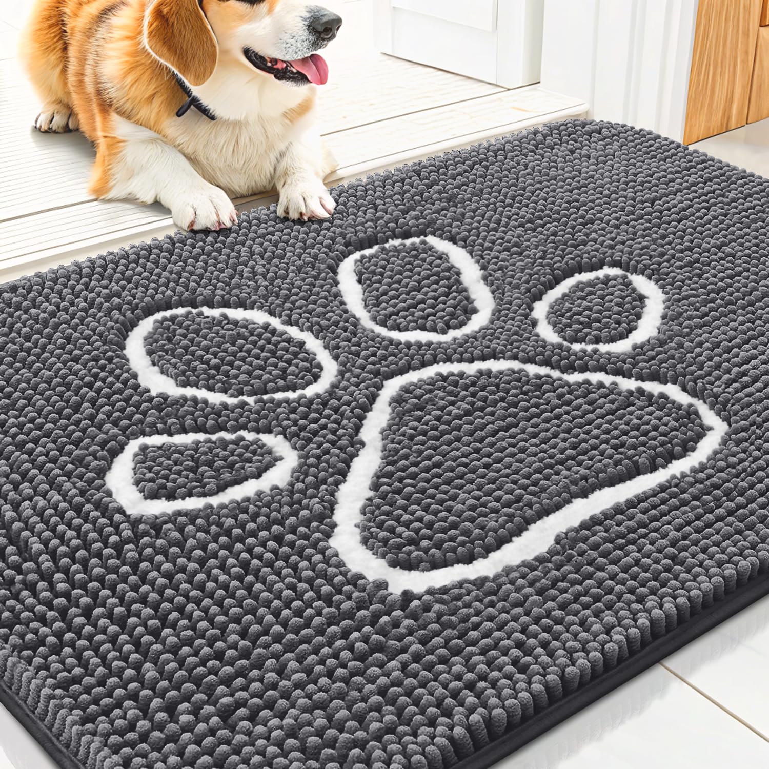 Smiry alfombrilla para perros con chenille suave para mayor comodidad al entrar.