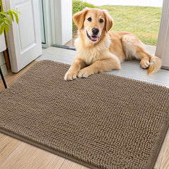 Smiry Dog Door Mat camel front view; absorbs moisture for muddy paws.