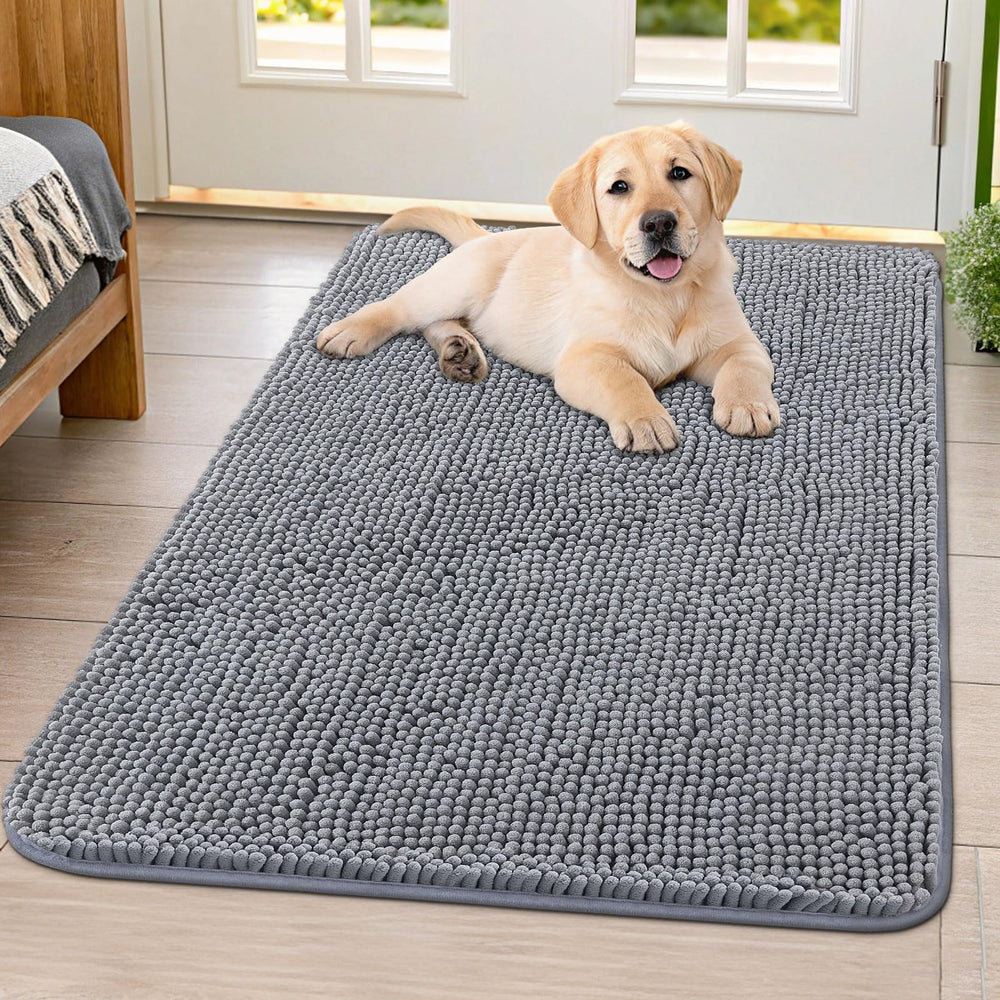 Smiry dog door mat 40x32 absorbs mud and moisture at the entryway.
