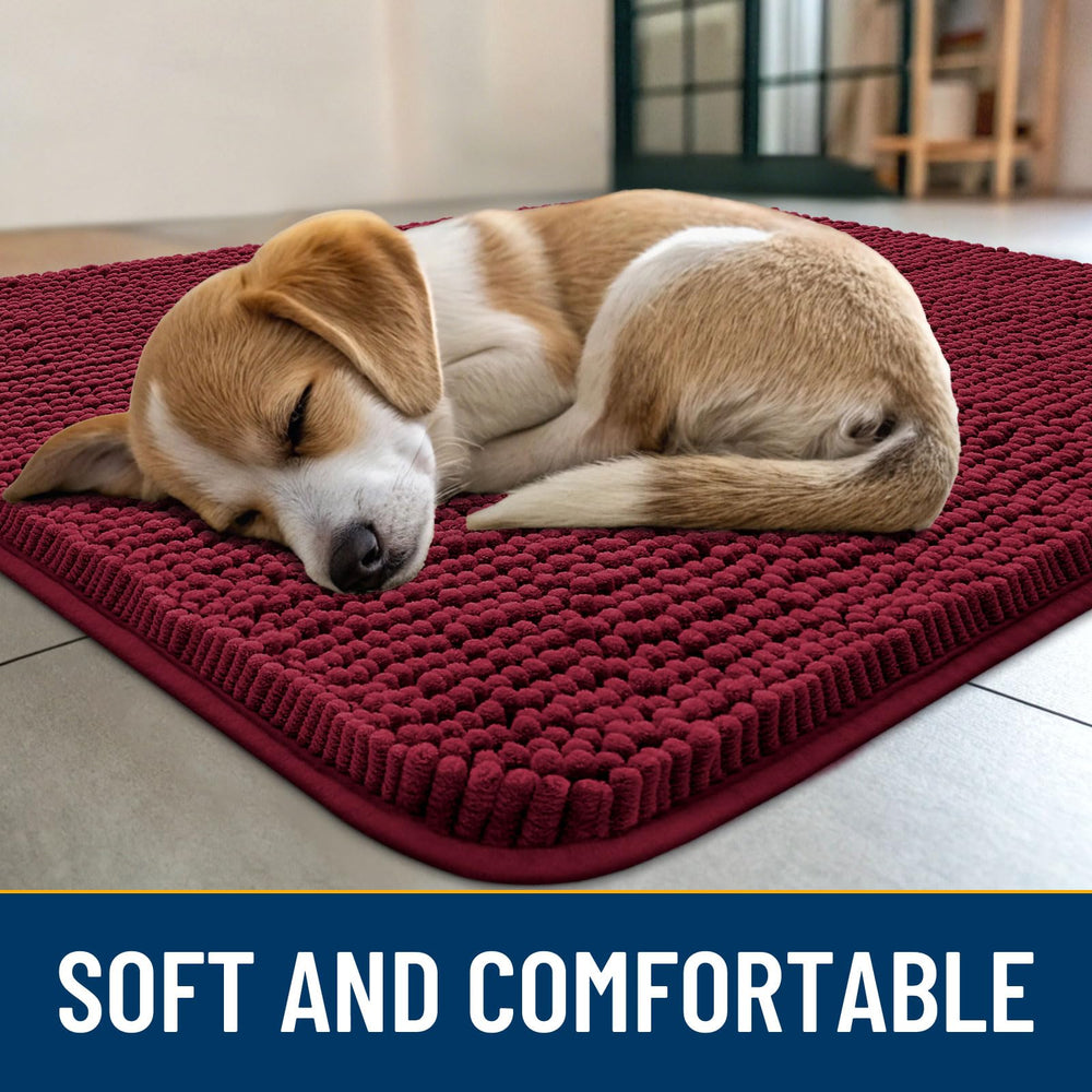 Smiry dog door mat absorbency-chenille demonstrates moisture and dirt trapping at the doorway