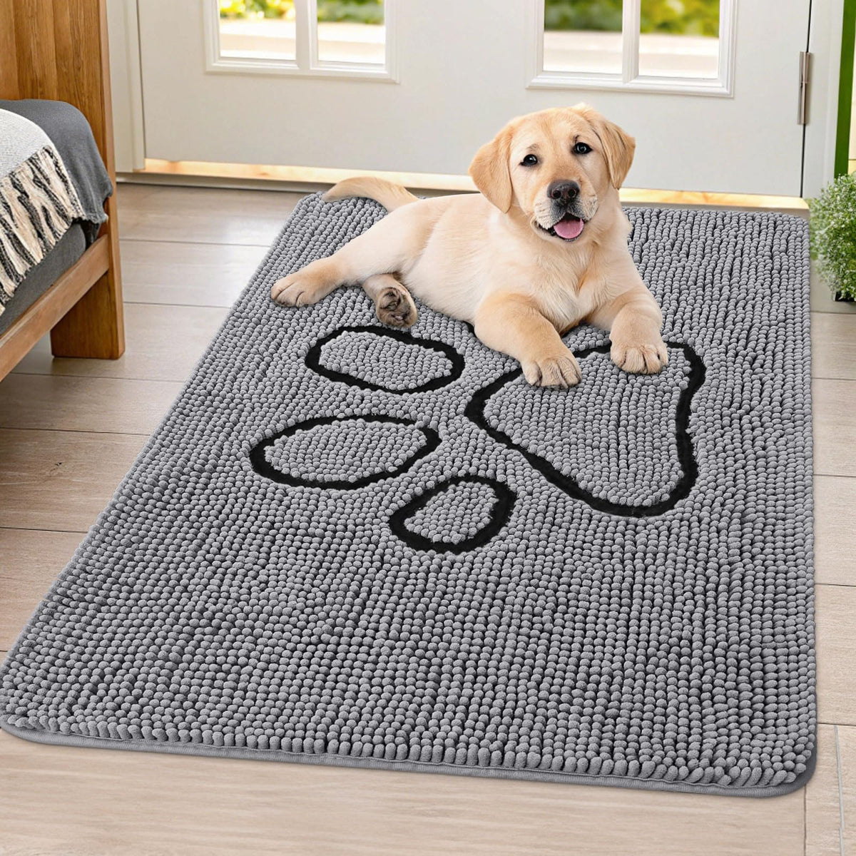 Smiry dog door mat absorbent-dirt-trap captures mud and moisture at entryways.