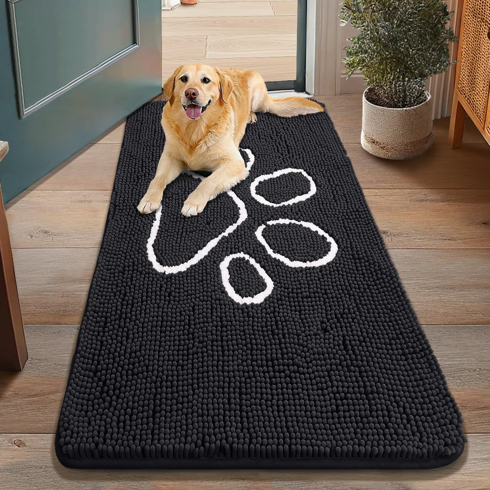 Smiry dog door mat with absorbent dirt-trapper traps moisture for cleaner entryways.