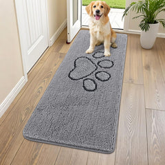 Smiry dog door mat chenille texture closeup highlights plush comfort and durability for everyday use.