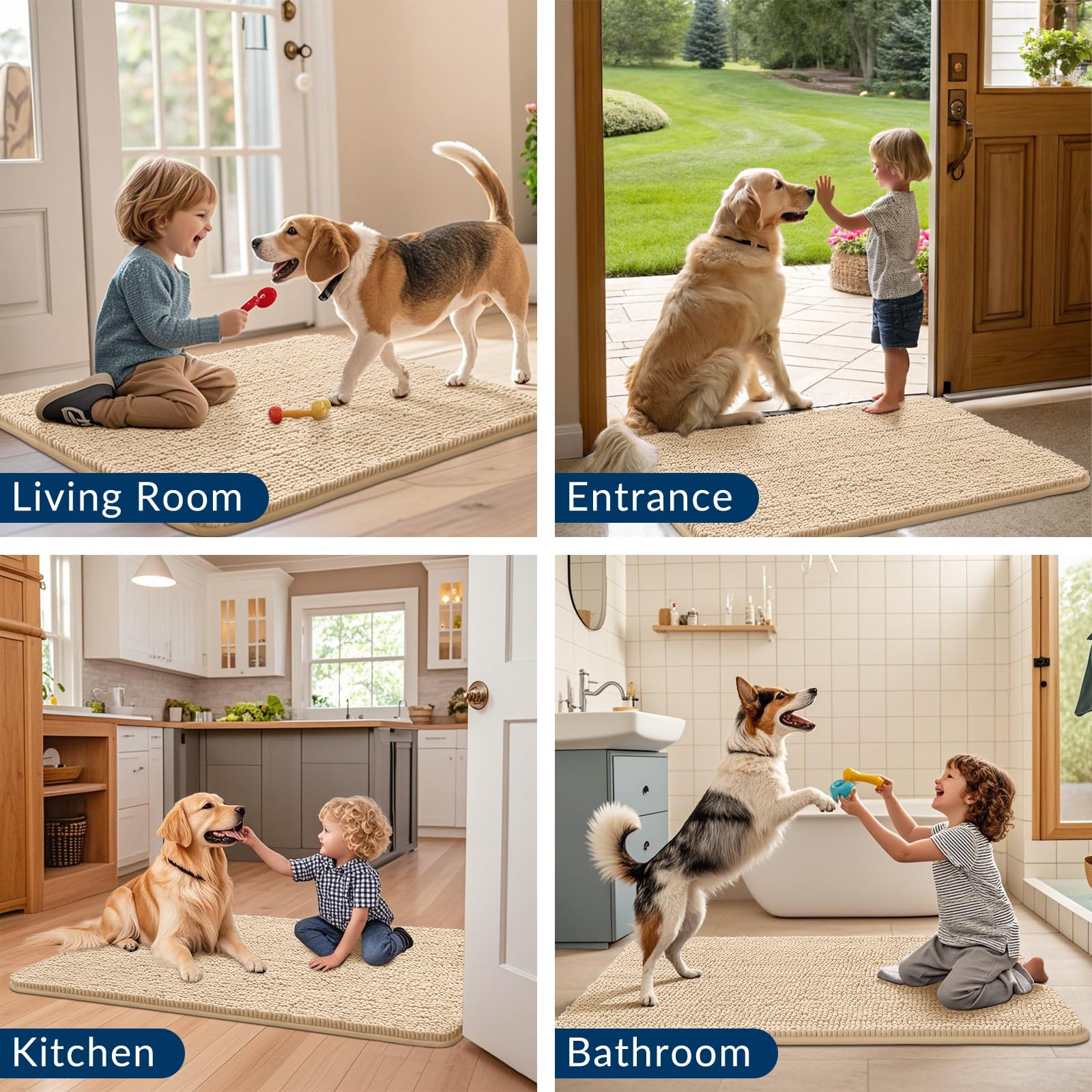 Smiry dog door mat durable material withstands daily use in busy homes.