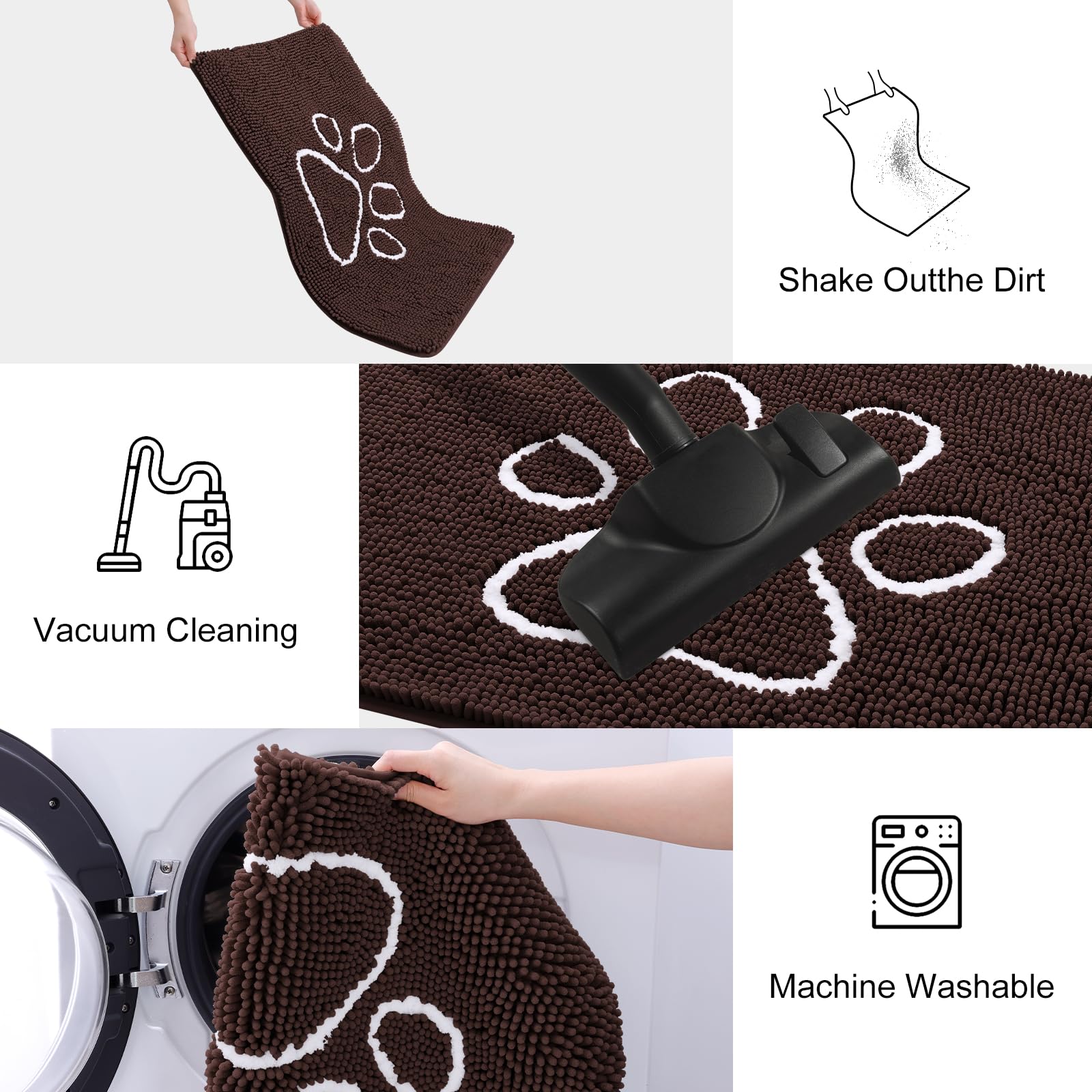 Smiry dog door mat easy-clean design; machine washable and quick air dry.