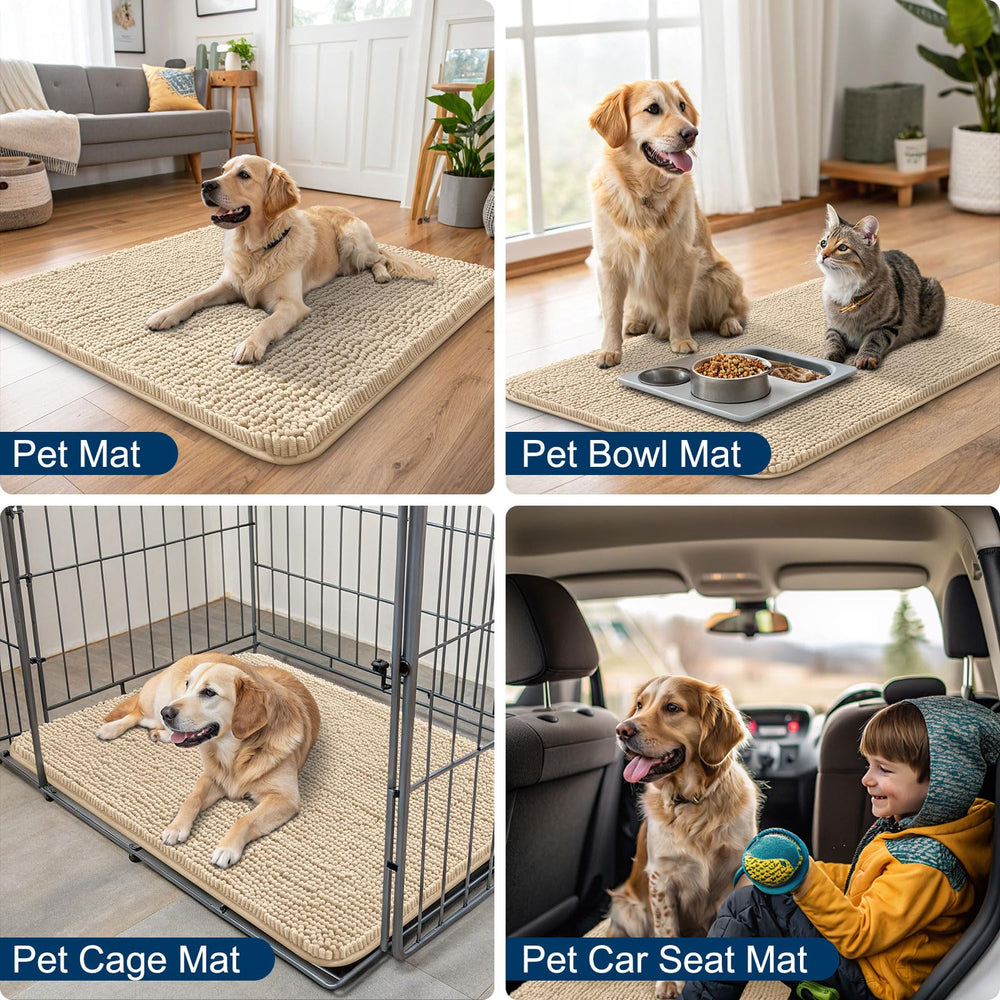 Smiry dog door mat easy-clean feature closeup shows quick wipe or machine wash.
