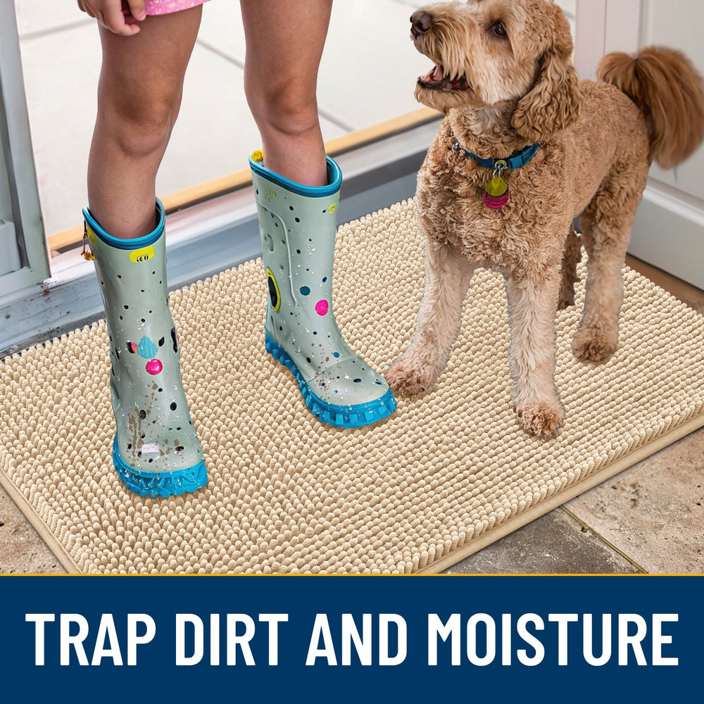 Smiry dog door mat entryway beige closeup complements indoor entrances with cozy looks.