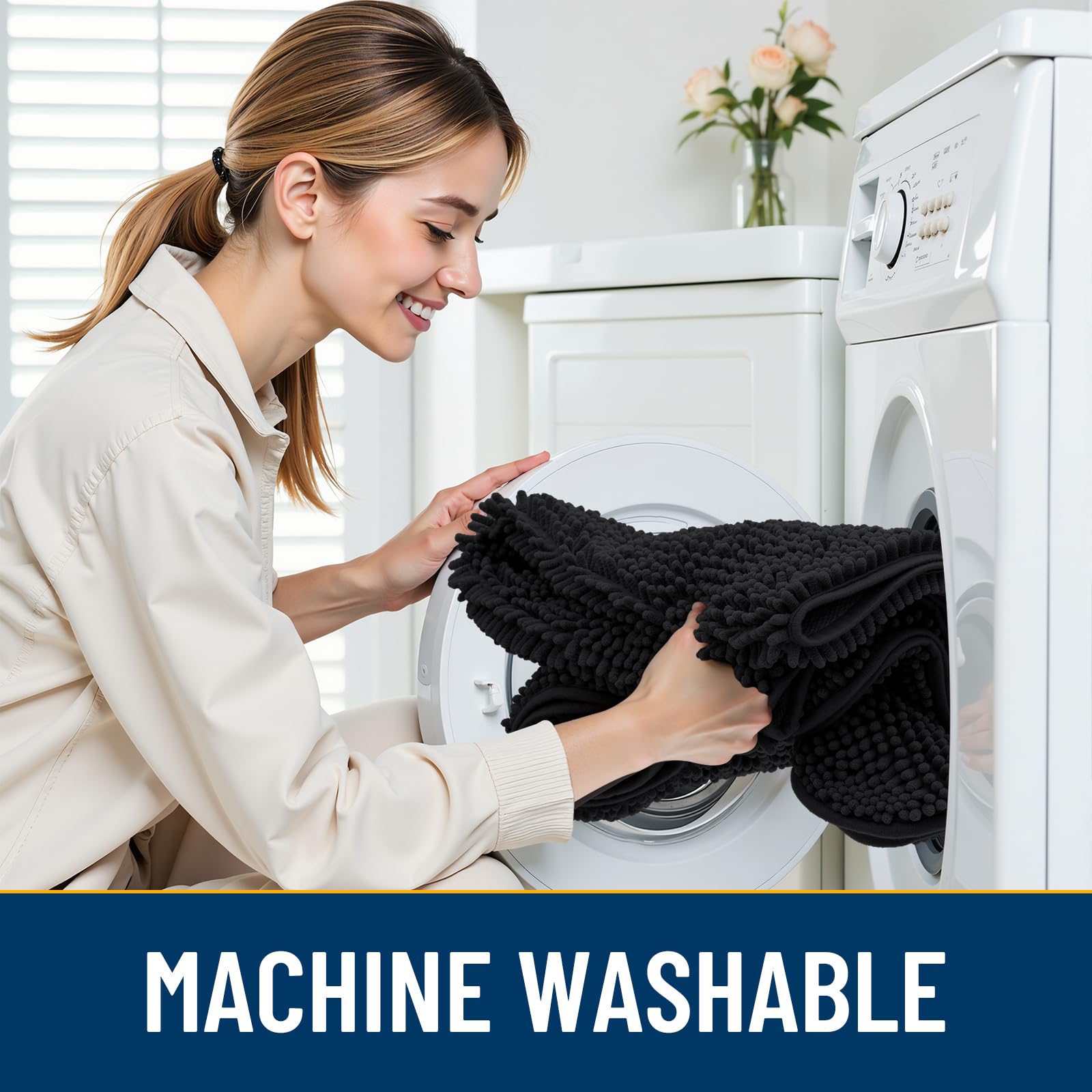 Smiry dog door mat ideal for entryways after muddy paws and rain.