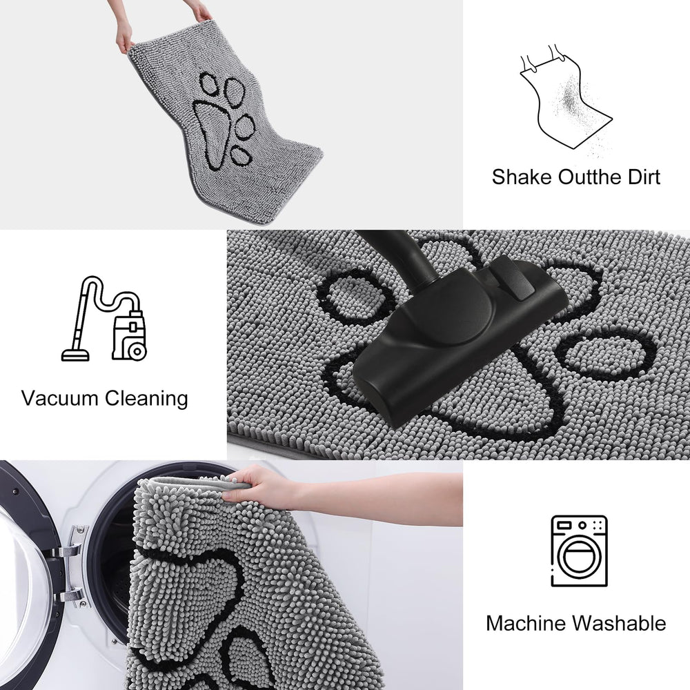 Smiry entry rug in gray and black blends with indoor and outdoor spaces.