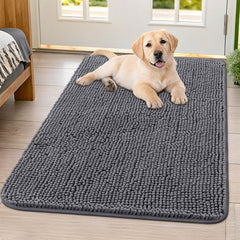 Smiry dog door mat muddy-paws 40x32 shows absorbent entryway usage for moisture and dirt control