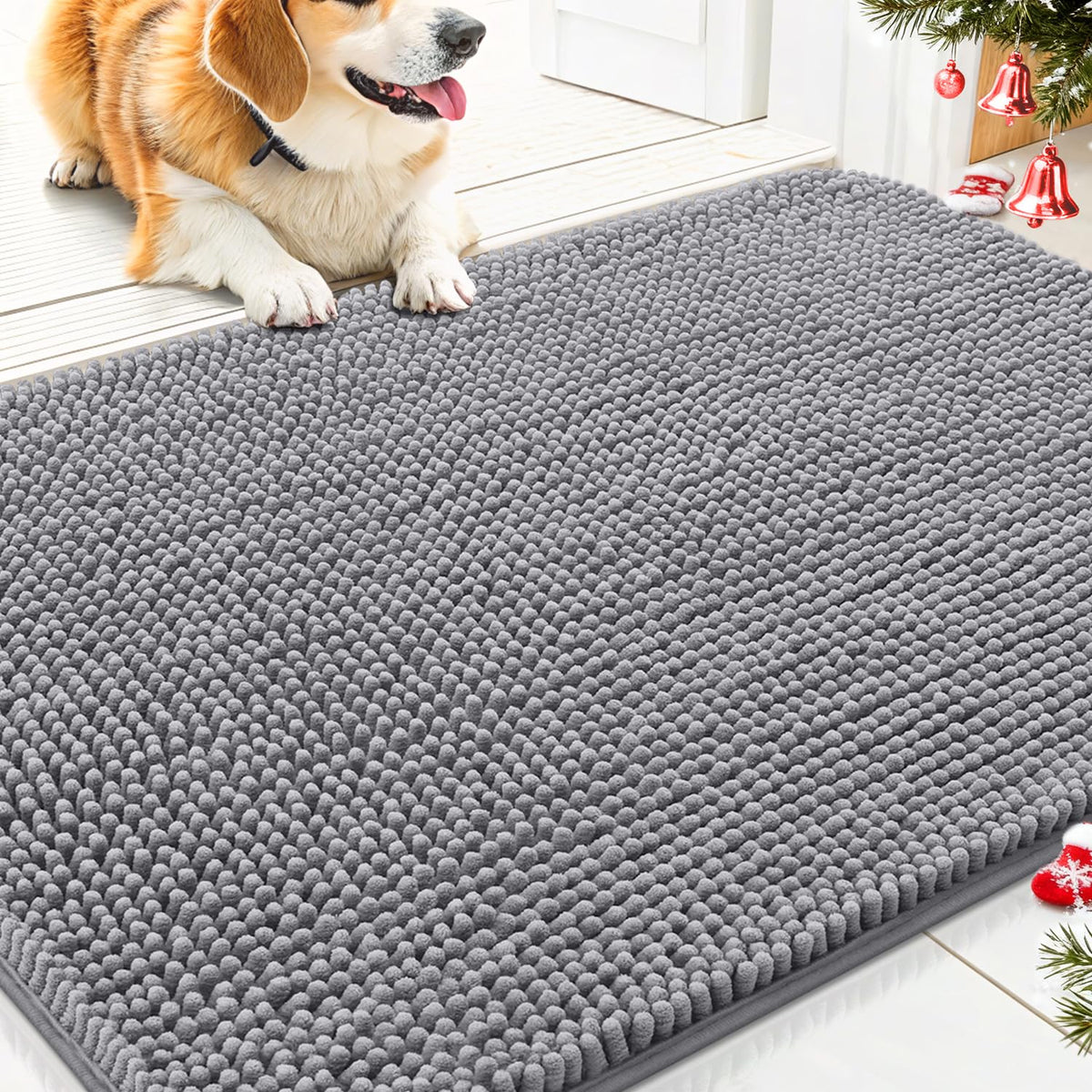 Smiry dog door mat muddy-paws front-door captures moisture for a cleaner entry.