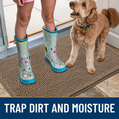 Smiry Dog Door Mat; non-slip rubber backing prevents slipping.